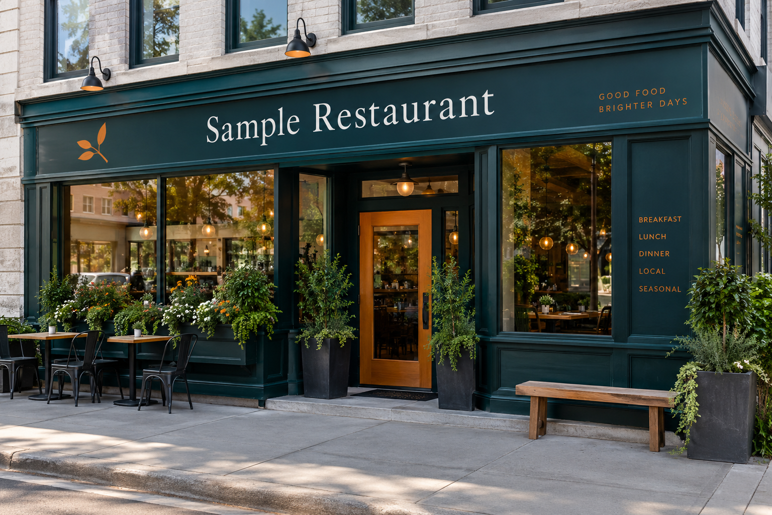Sample business reception, and bar
