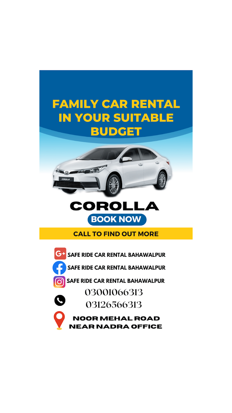 SAFE RIDE CAR RENTAL & TOUR'S BAHAWALPUR in Bahawalpur, Punjab