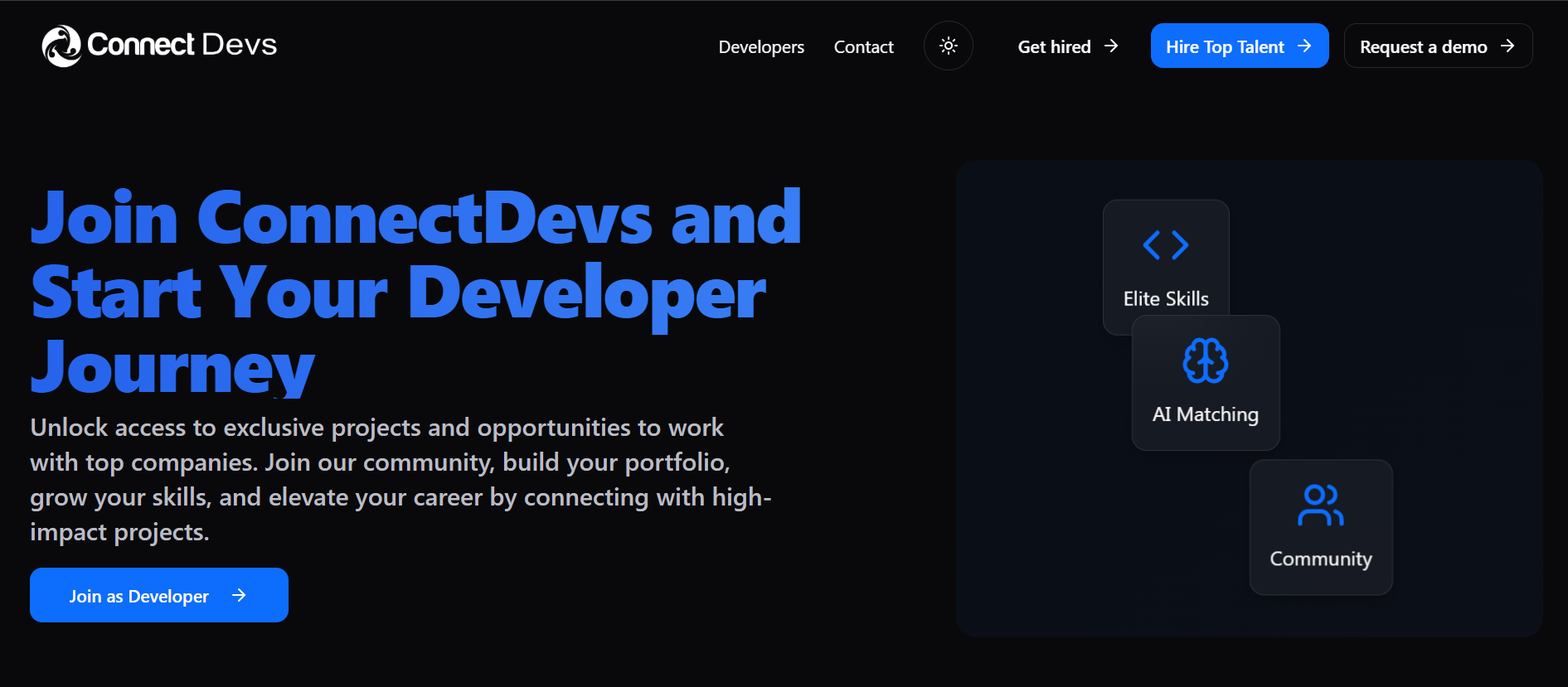 Empowering developers worldwide to showcase skills and get matched with top startups.