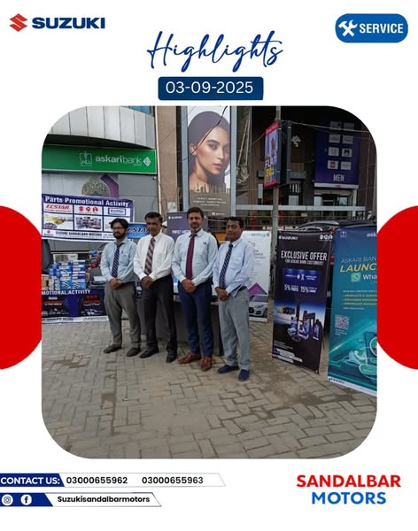 Suzuki Sandal Bar is an authorized dealer of Suzuki Pakistan in Faisalabad.