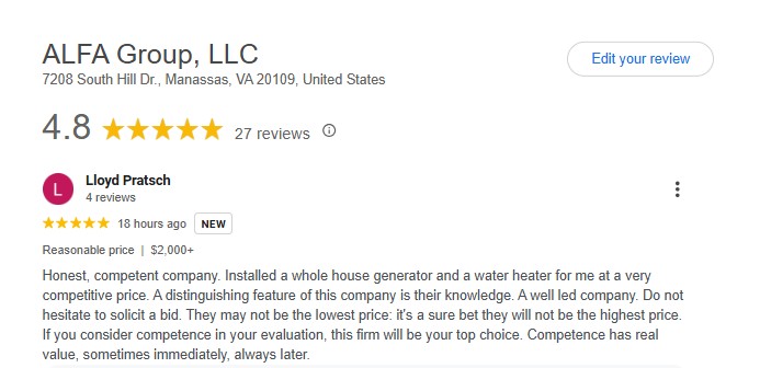 ALFA Group, LLC Electrician in Manassas, VA
