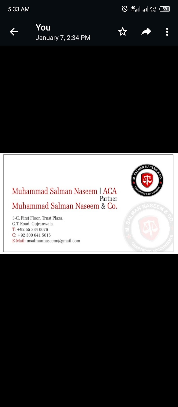 Muhammad Salman Naseem & Co. (Chartered Accountants) in Gujranwala, Punjab