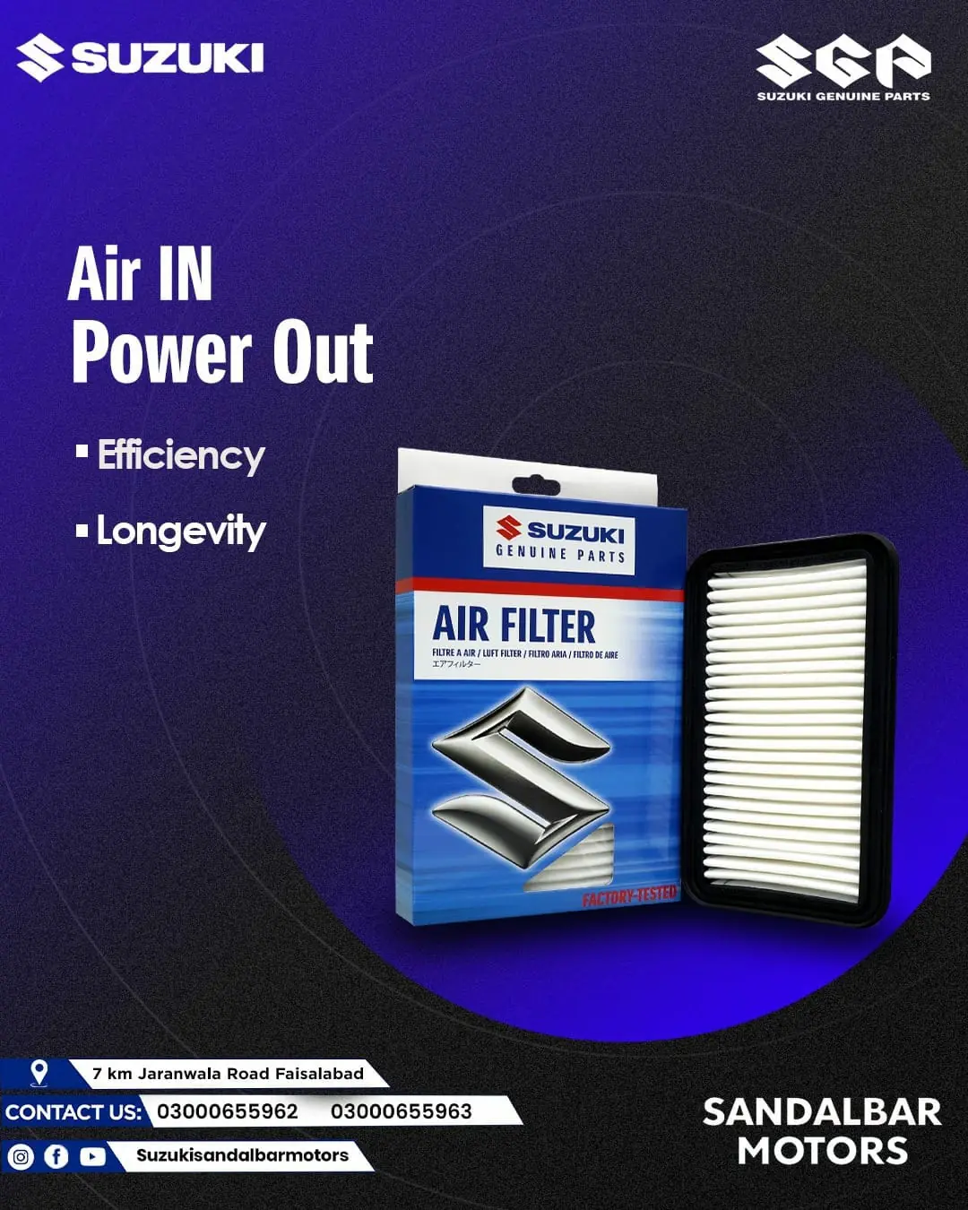 Suzuki Genuine Parts Air Filter Air IN
