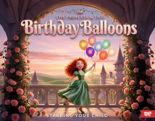 Magic Story personalized book "The Princess & the Birthday Balloons" illustration