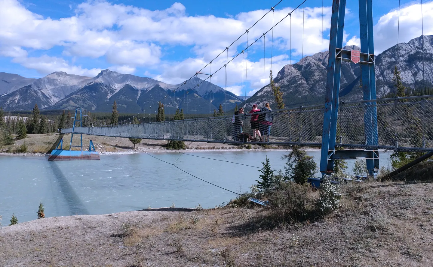 Siffleur Falls tumbling through a rocky canyon, Abraham Lake, Alberta