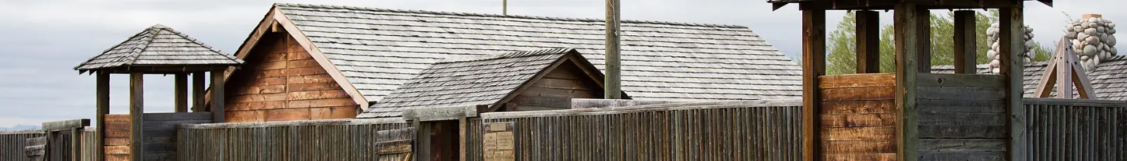 Reconstructed fur trade post at Rocky Mountain House, Abraham Lake, Alberta