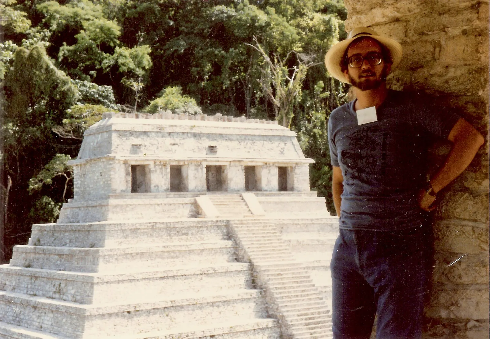 Stepped Temple of the Inscriptions at Palenque rising from the jungle, Agua Azul Cascades, Chiapas