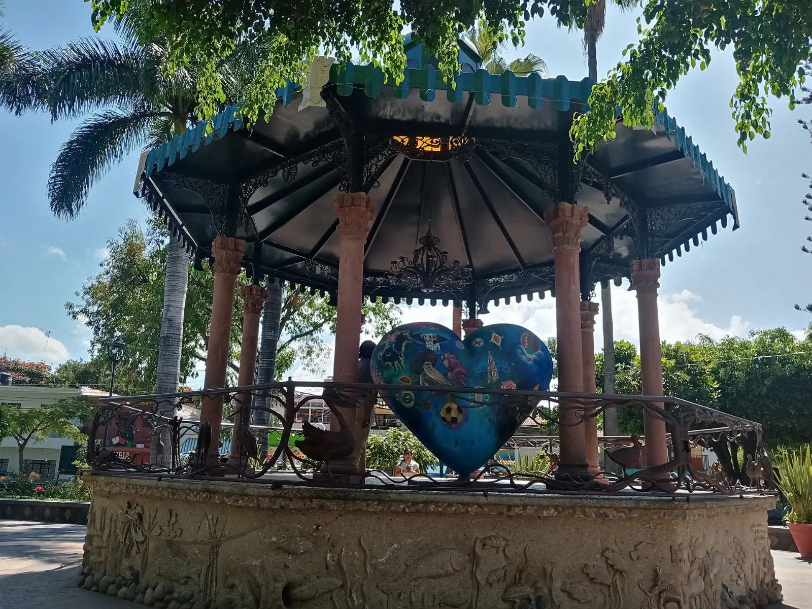 Central plaza with pavilion in Ajijic, Jalisco