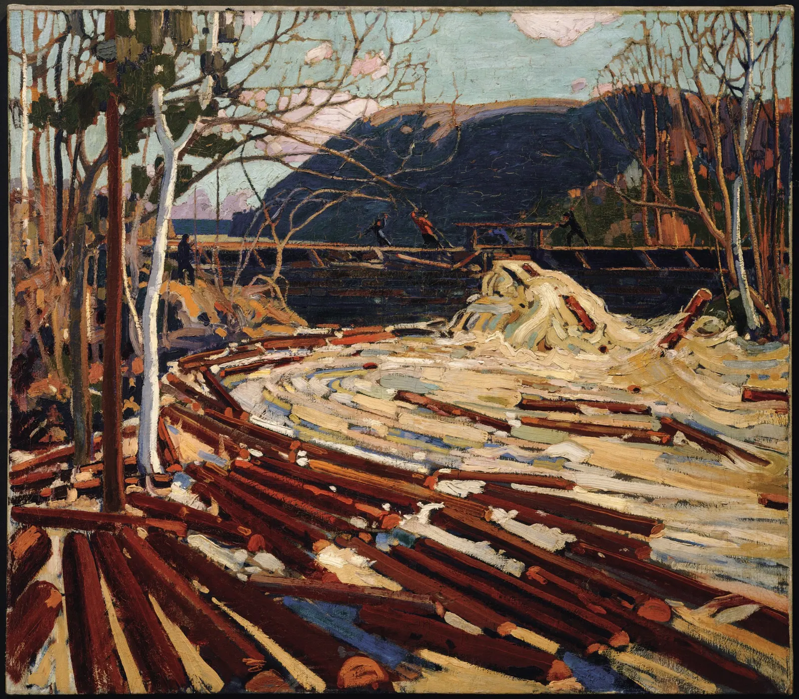 Wooden building of the Algonquin Art Centre on a lakeshore, Algonquin Provincial Park, Ontario