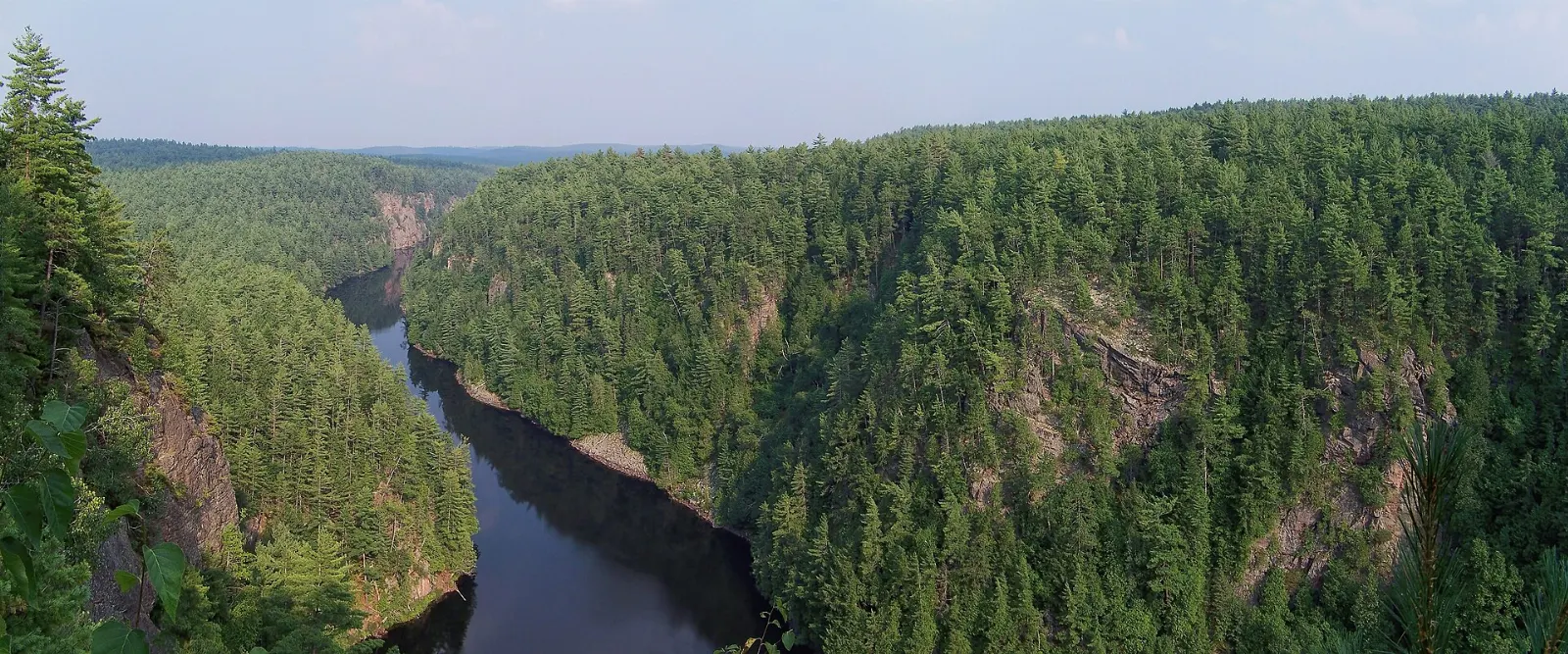Steep granite cliffs of Barron Canyon above the Barron River, Algonquin Provincial Park, Ontario