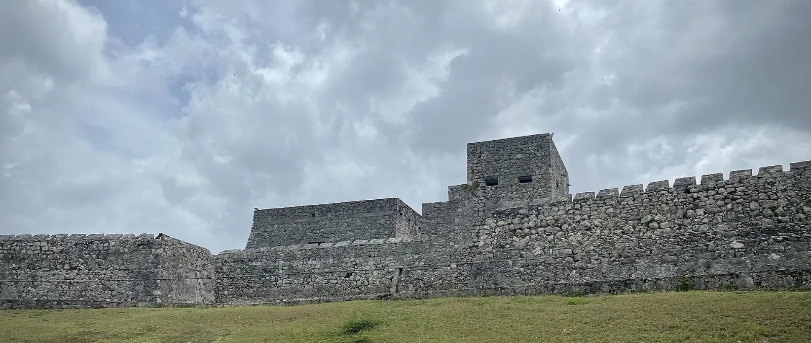 The stone walls of Fuerte San Felipe in Bacalar, Quintana Roo