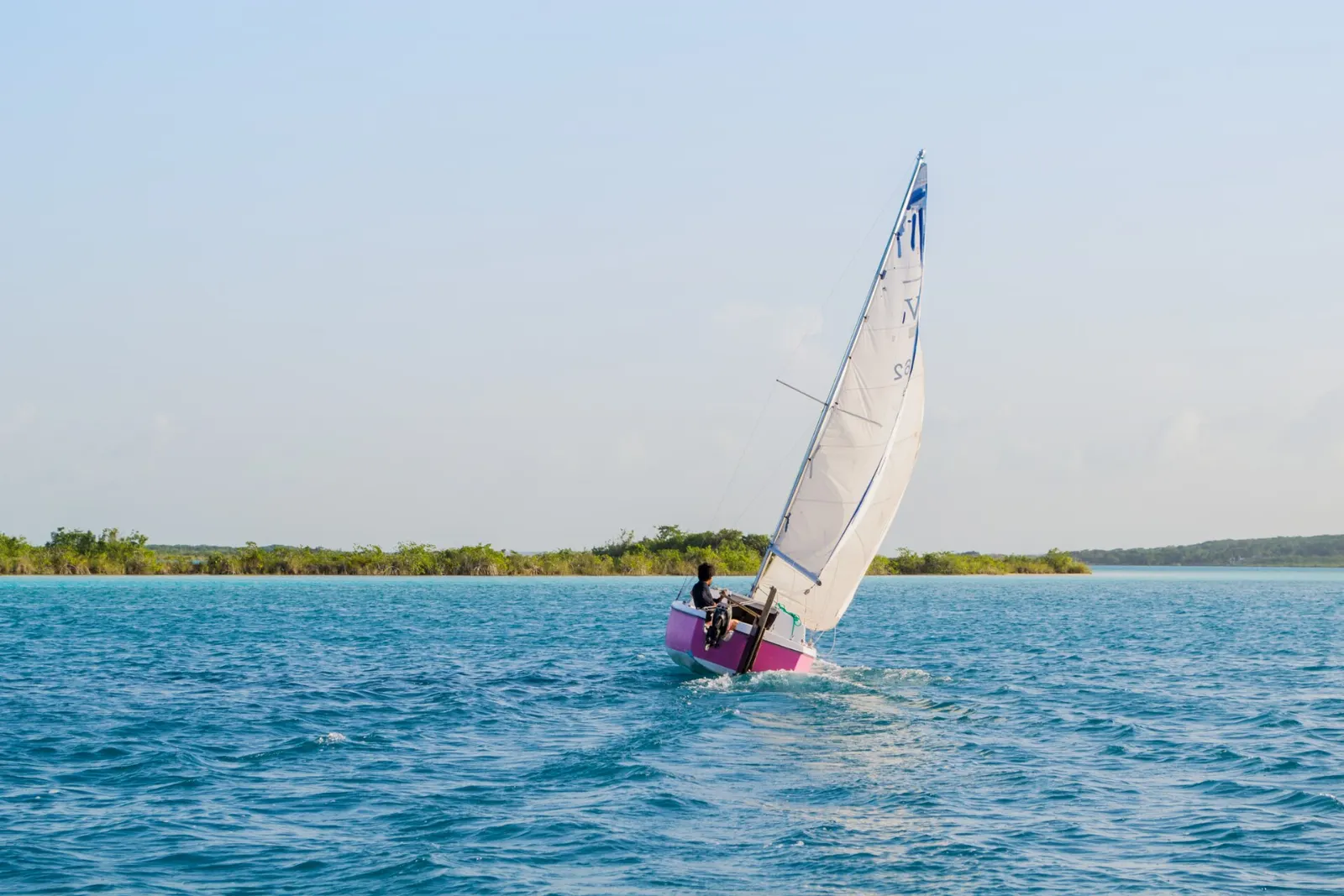 A sailboat on Laguna Bacalar, Quintana Roo