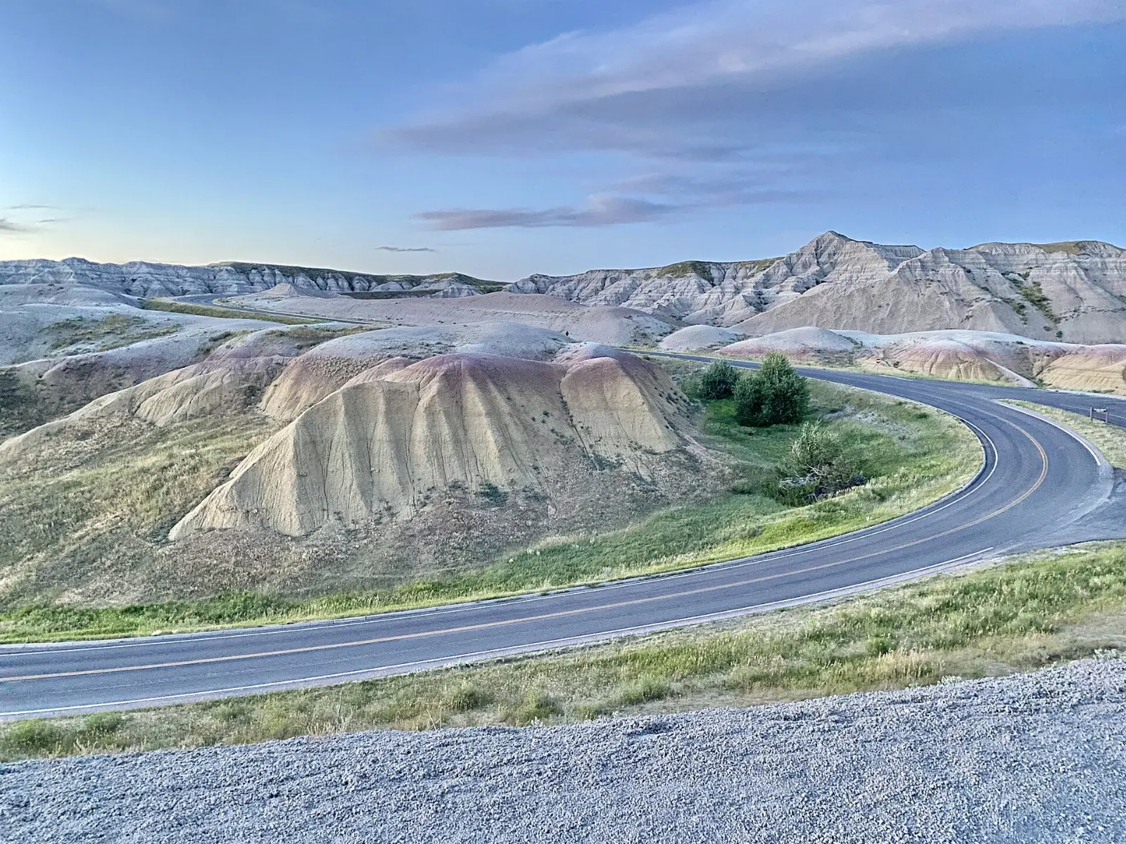 Rounded yellow and red mounds at Yellow Mounds Overlook, Badlands National Park, South Dakota