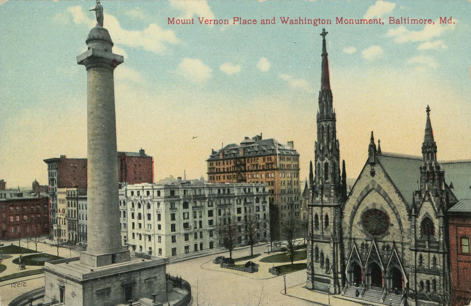 Marble column topped by a statue of George Washington above Mount Vernon Place, Baltimore, Maryland
