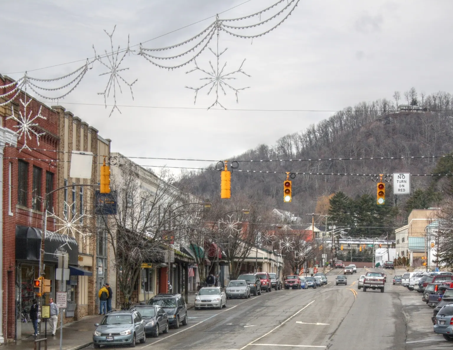 Brick storefronts along King Street in downtown Boone, Boone and Blowing Rock, North Carolina