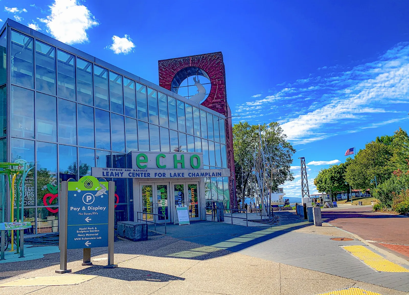 The modern ECHO science center building on the Burlington waterfront, Vermont