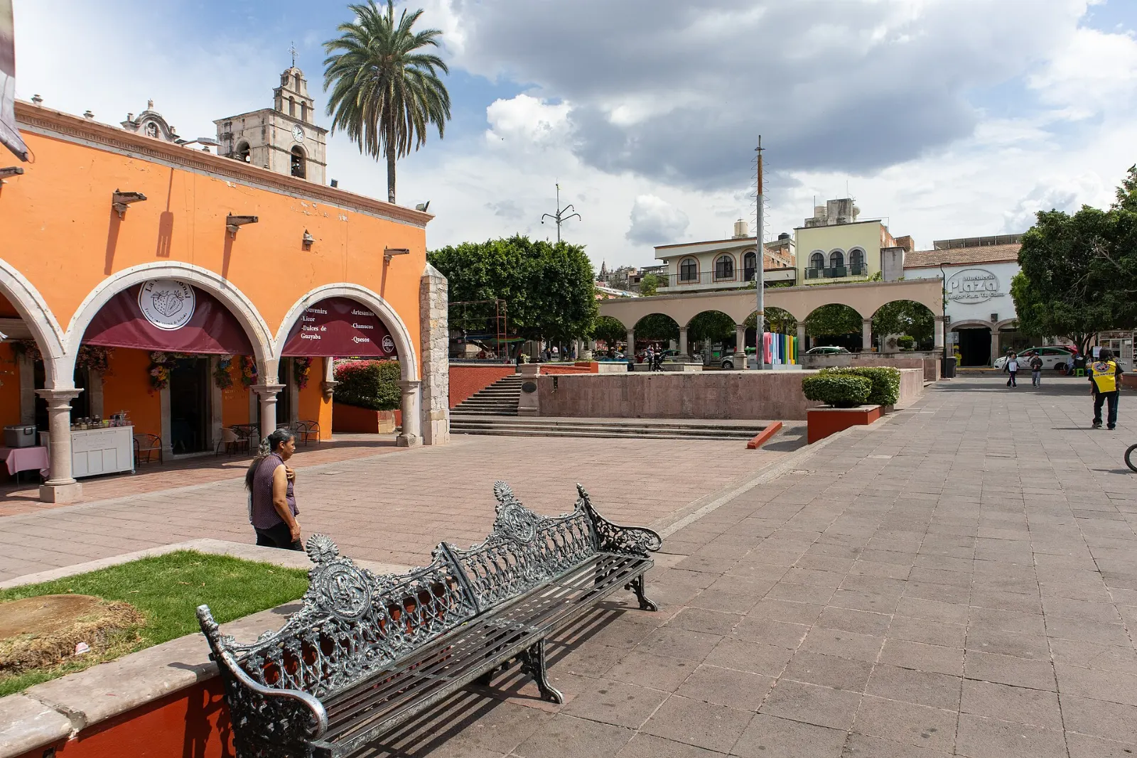 Main square of Calvillo with orange trees and benches, Aguascalientes