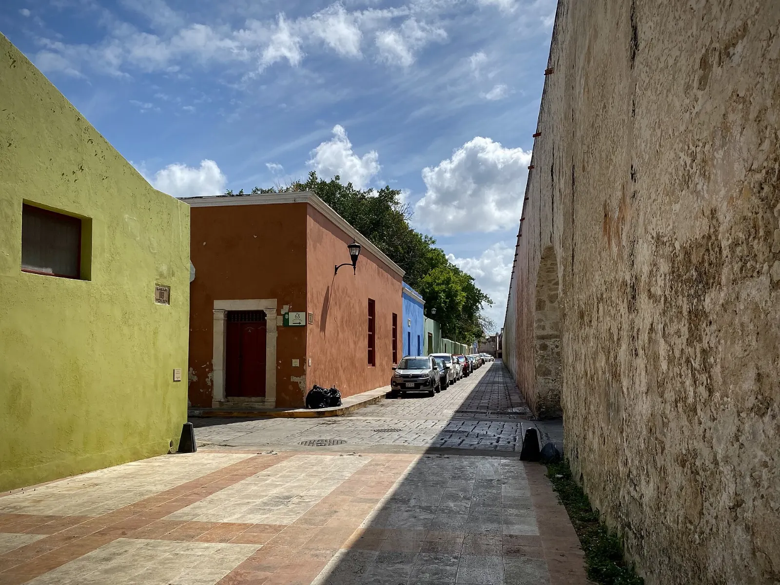 Colorful colonial houses on Calle 10 in Campeche, Campeche City, Campeche
