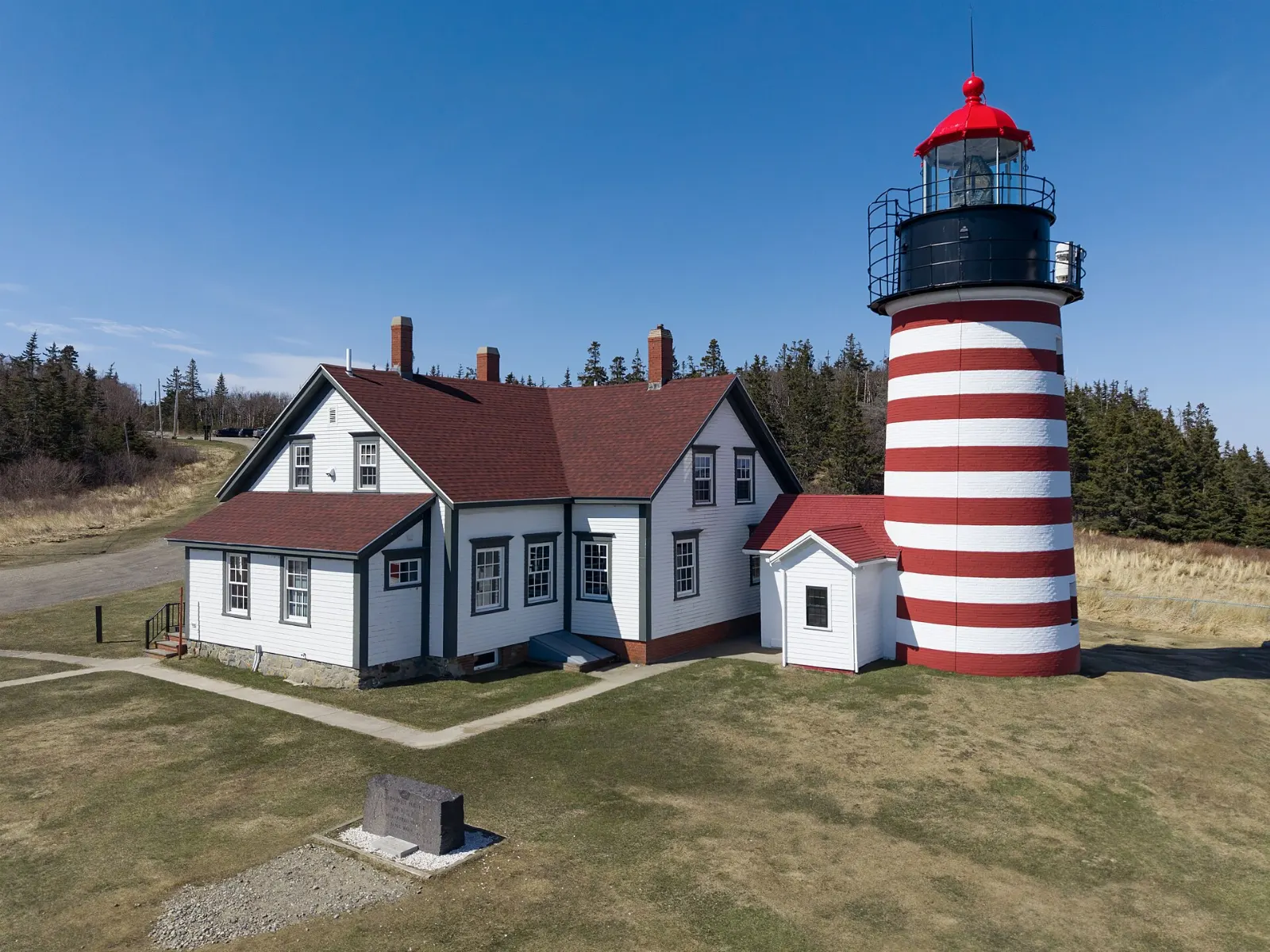 West Quoddy Head Light in Lubec, Maine, Campobello Island, New Brunswick