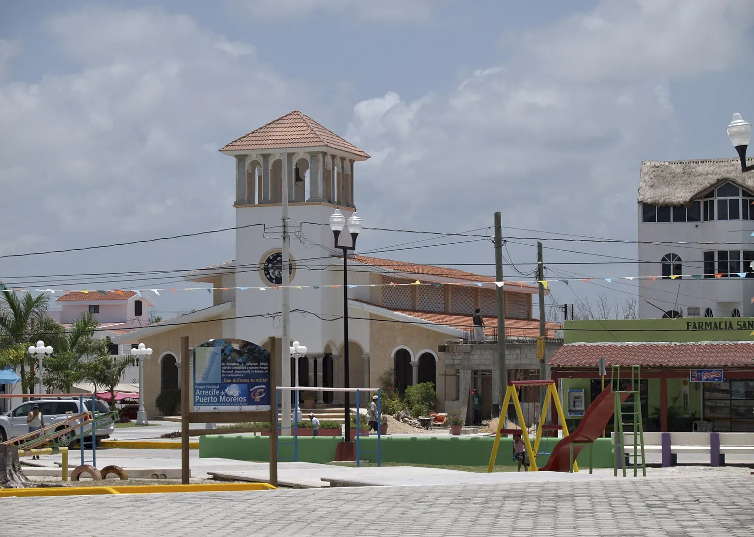 Seafront and small boats at Puerto Morelos, Cancún, Quintana Roo