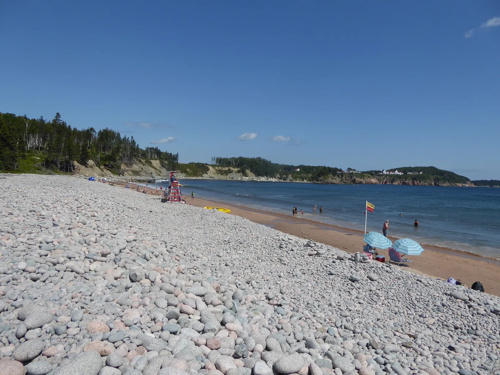 Sandy beach and bay at Ingonish on the Cabot Trail, Cape Breton Island, Nova Scotia