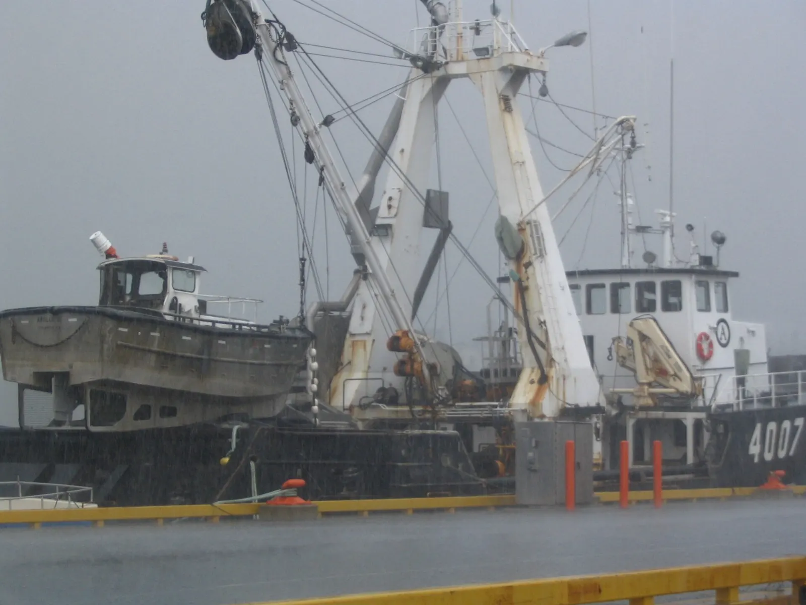 Fishing boats tied up at the wharf in Caraquet, New Brunswick
