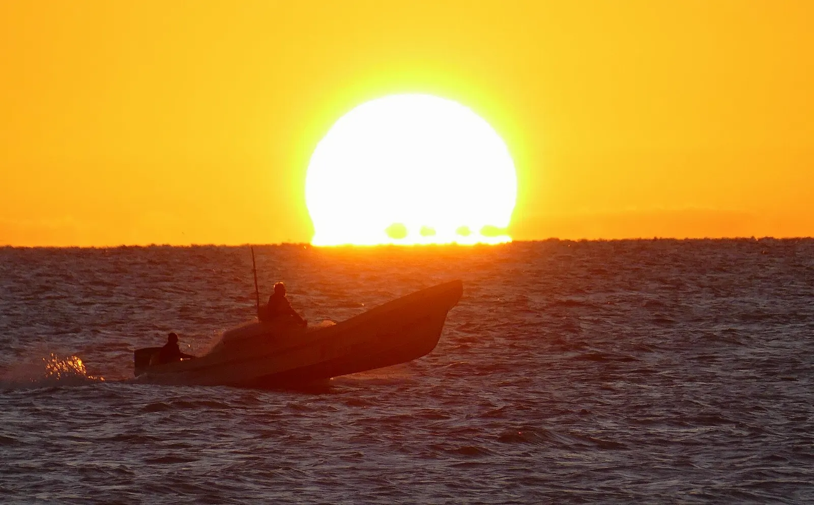 Sunset over the Gulf of Mexico seen from the Celestún waterfront, Yucatán