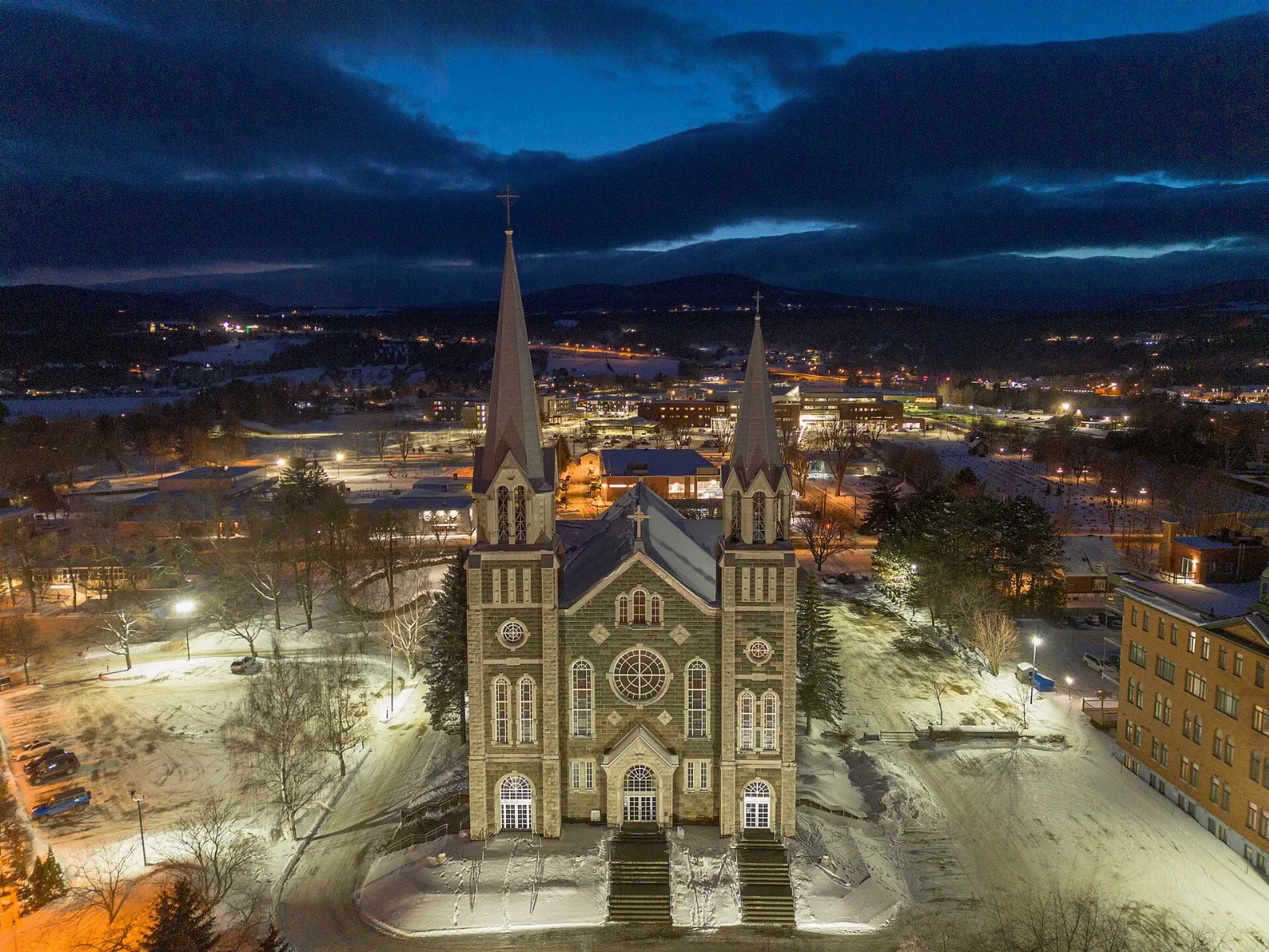 Church and central square of Baie-Saint-Paul, Charlevoix, Quebec