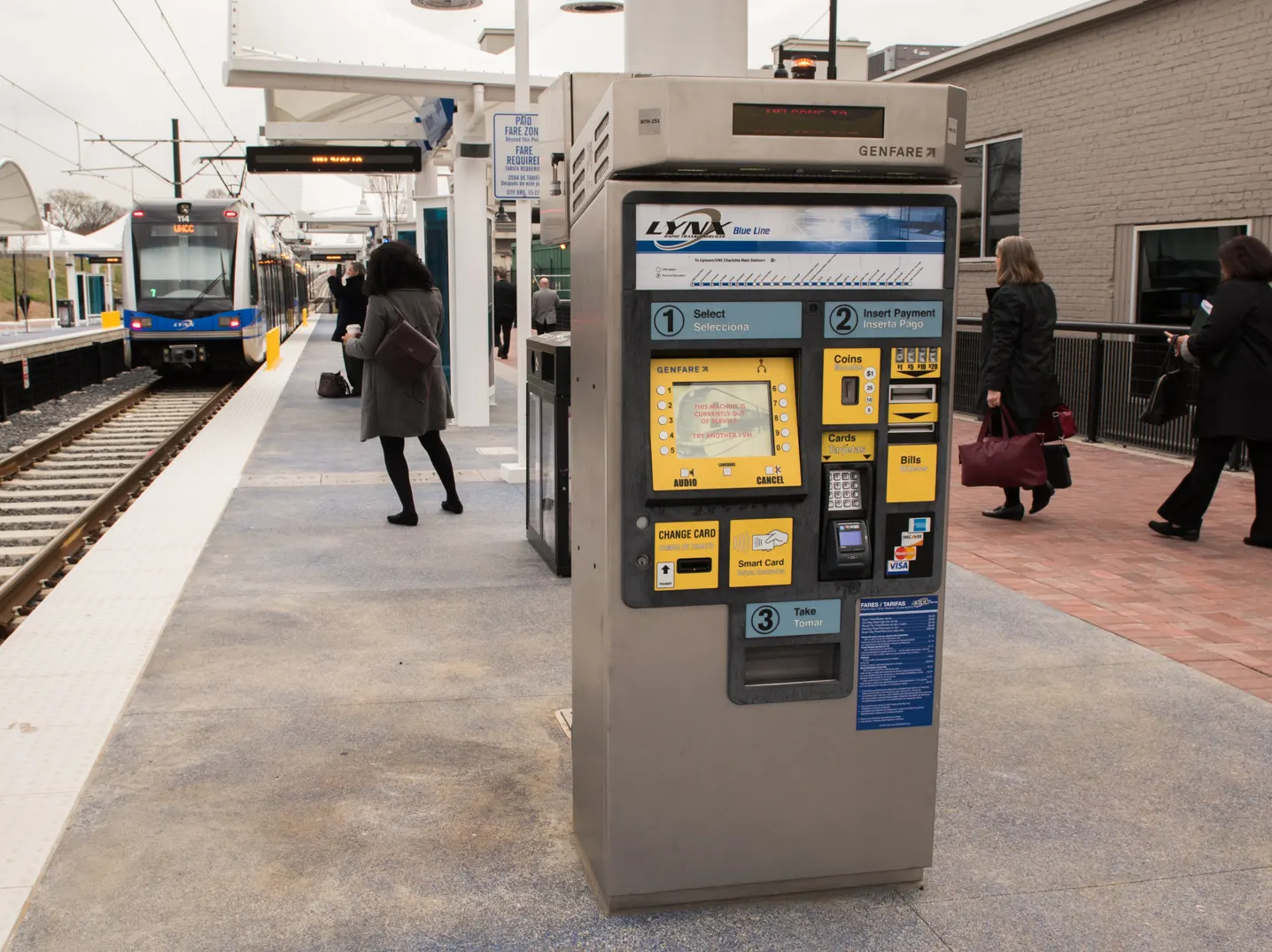 LYNX light rail train passing through Charlotte, North Carolina