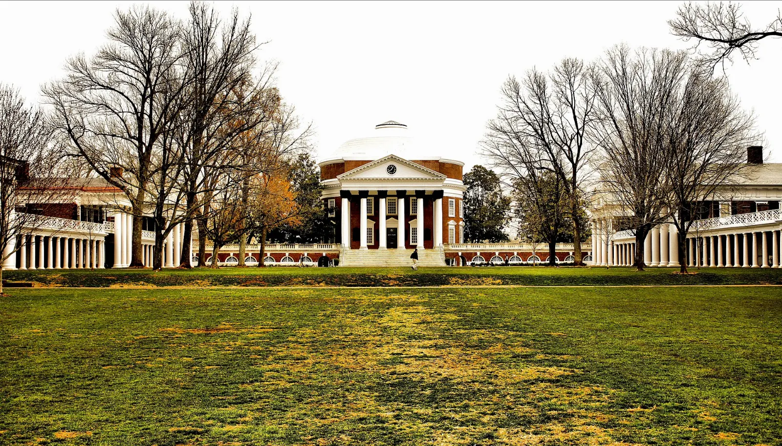 The domed Rotunda at the head of the grassy Lawn at the University of Virginia, Charlottesville, Virginia
