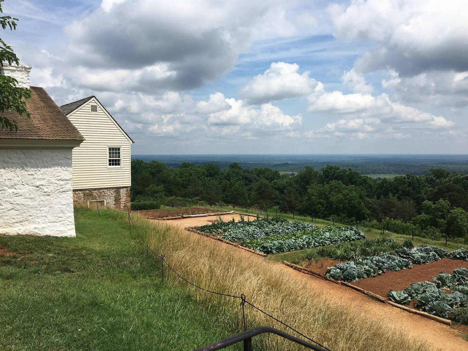 Long terraced vegetable garden on the mountainside at Monticello overlooking the Piedmont, Charlottesville, Virginia