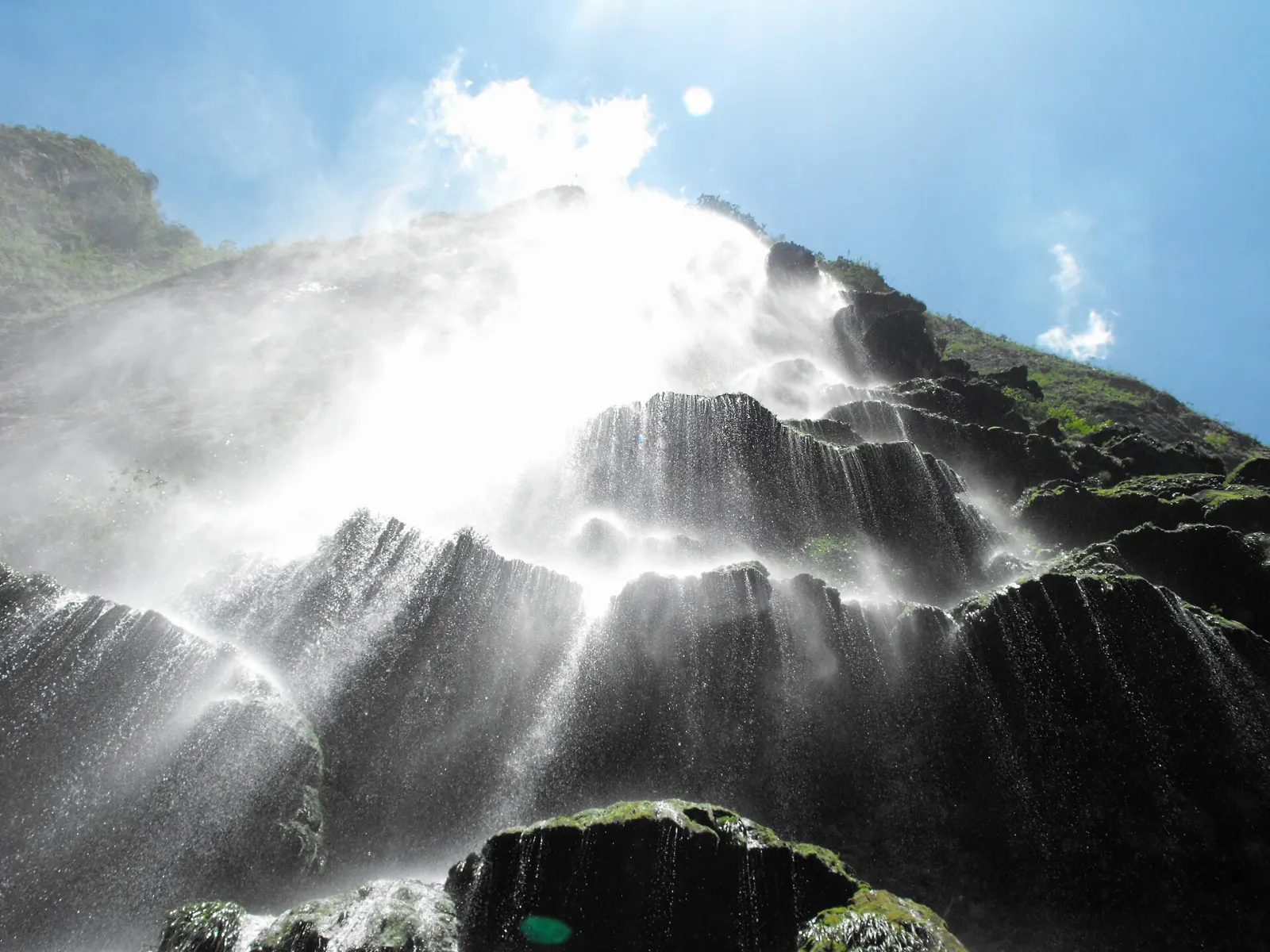 Moss covered waterfall known as the Christmas Tree inside Sumidero Canyon, Chiapa de Corzo, Chiapas