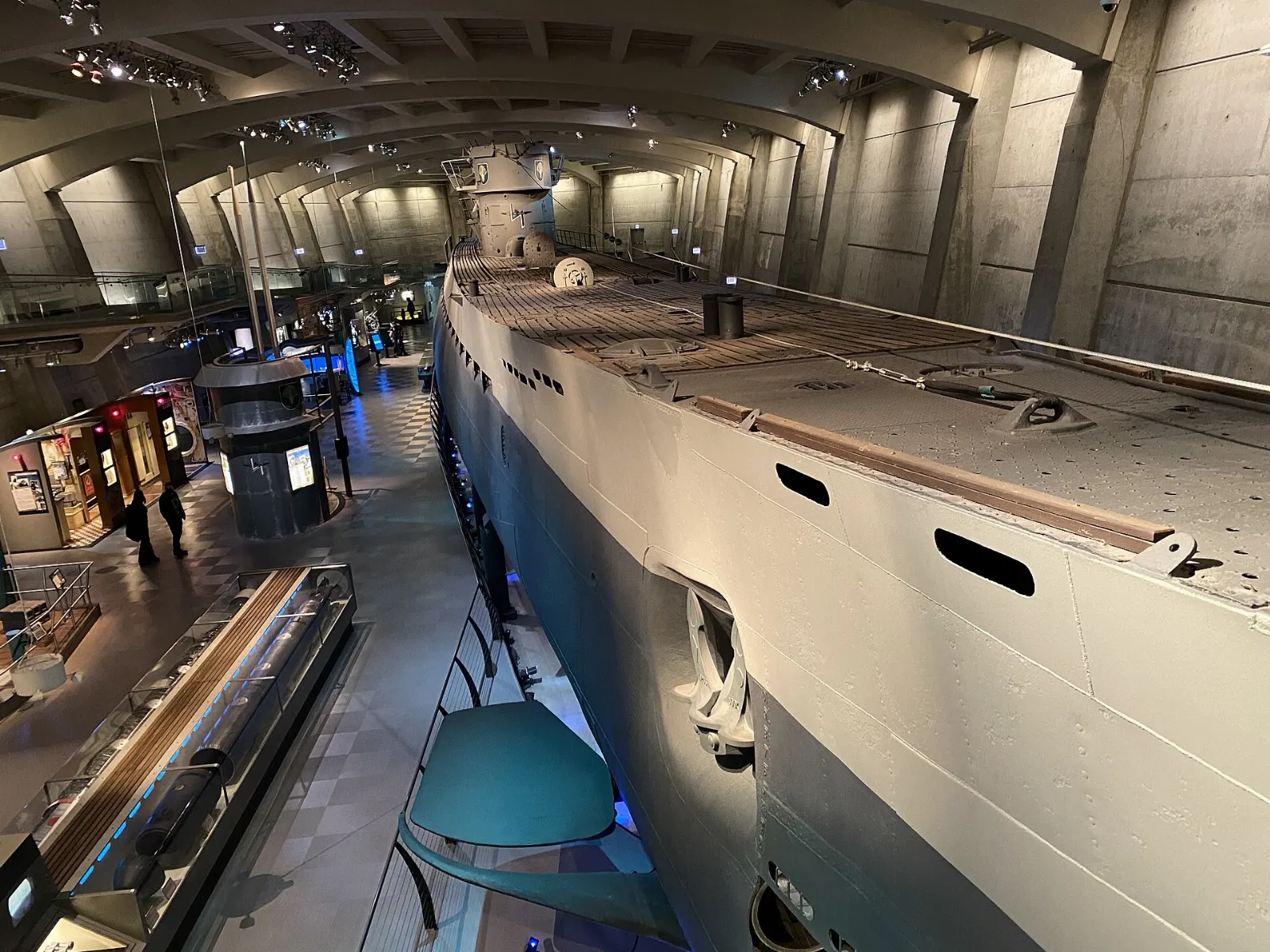 The captured German submarine U-505 displayed indoors at Chicago's science museum, Illinois