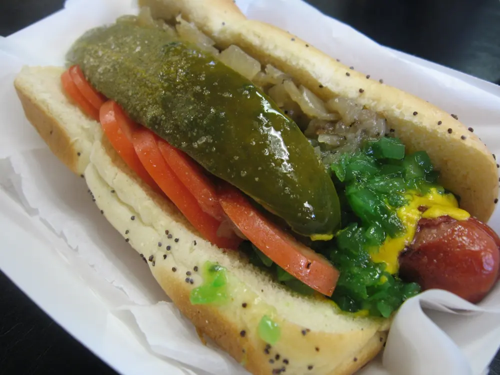 Chicago-style hot dog in Chicago, Illinois