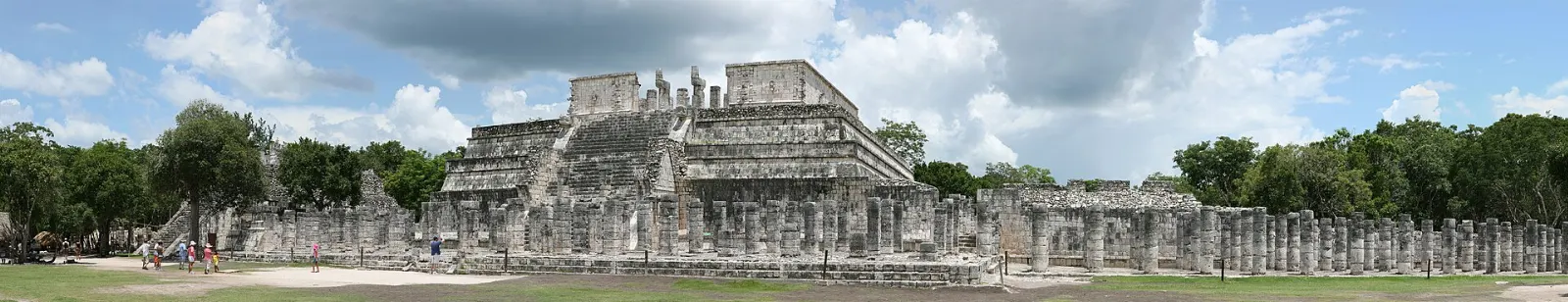 Rows of columns in front of the Temple of the Warriors at Chichén Itzá, Yucatán