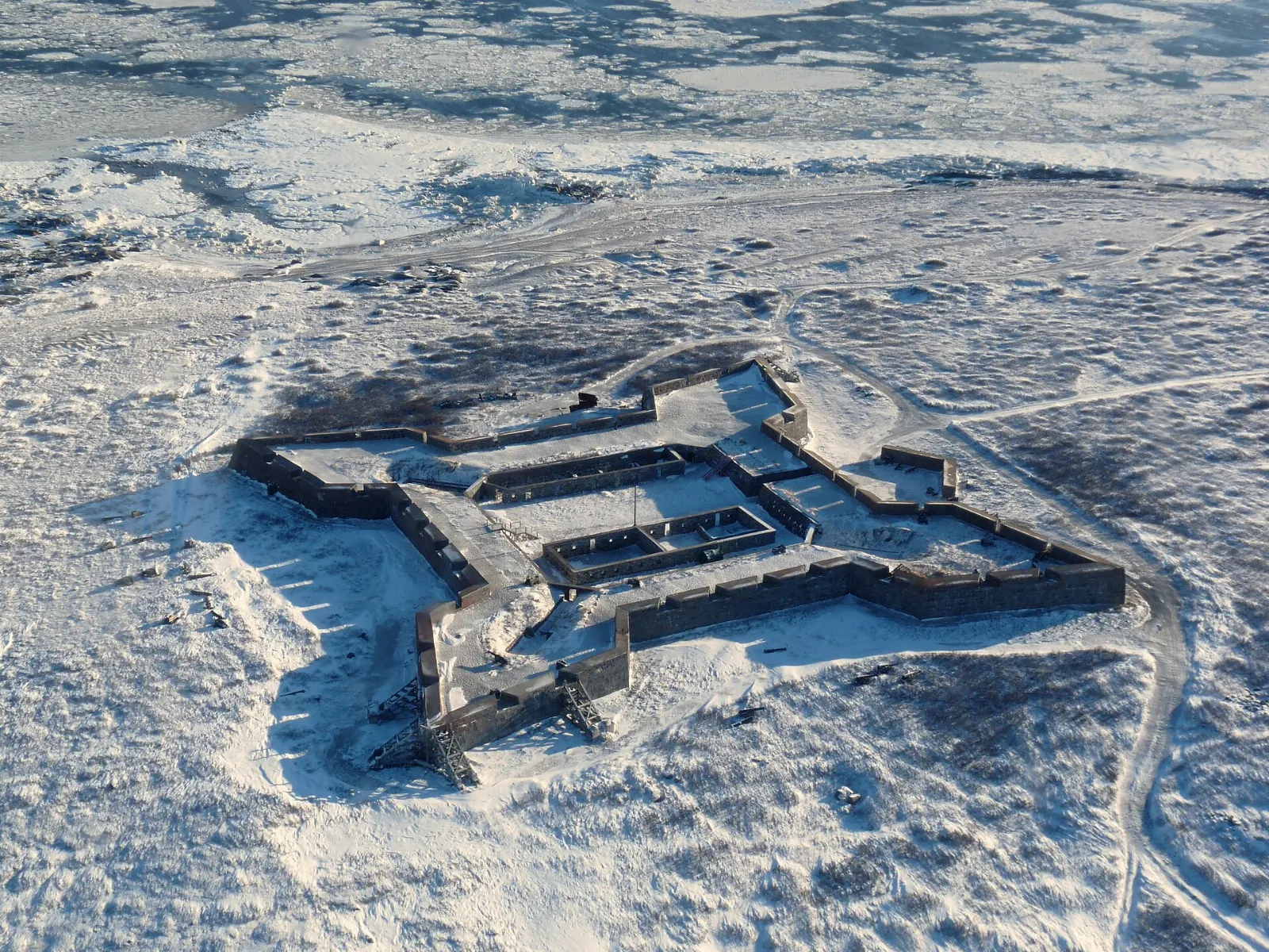 Stone walls of Prince of Wales Fort at the mouth of the Churchill River, Manitoba