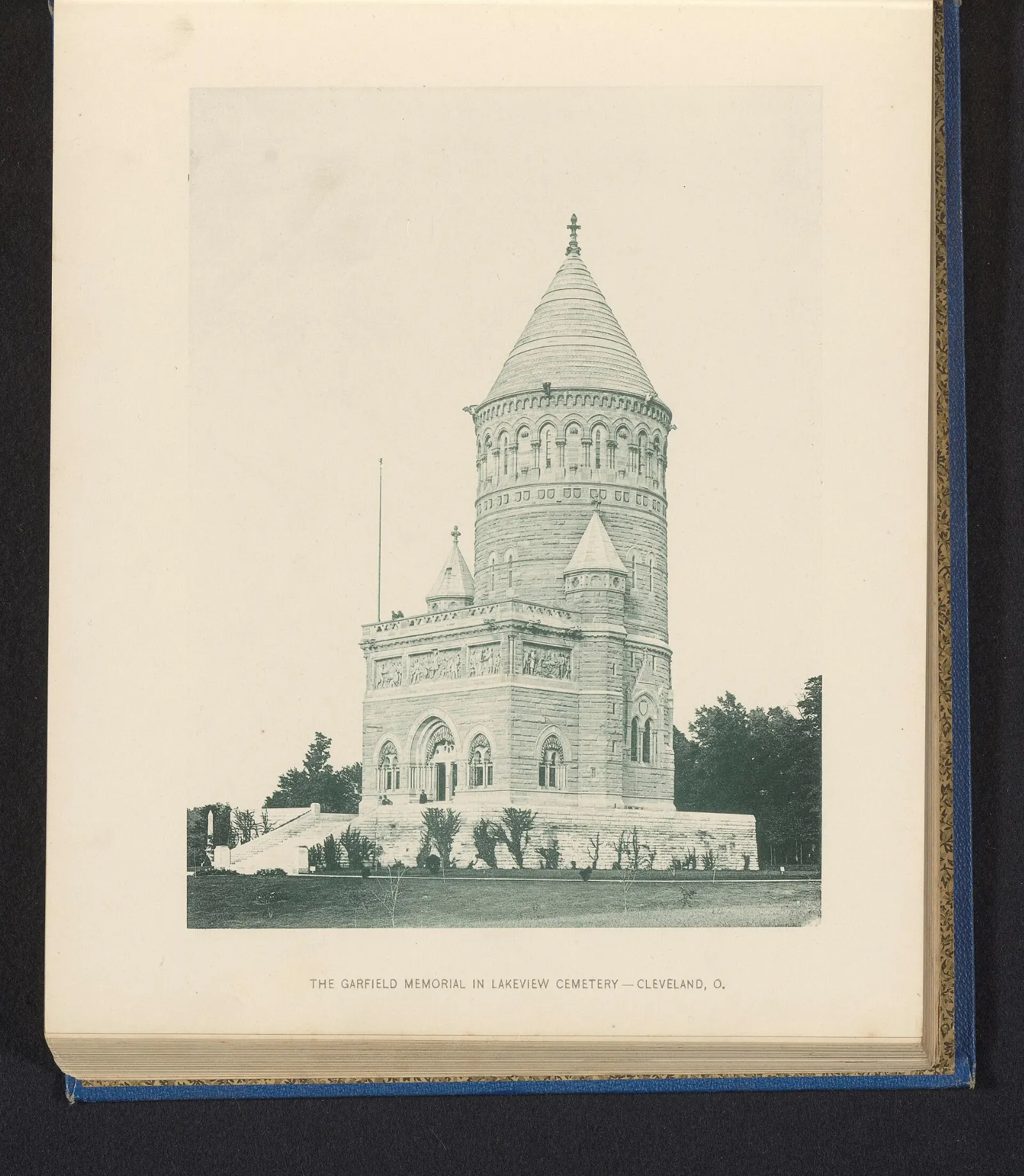 The stone tower of the James A. Garfield Memorial in Lake View Cemetery, Cleveland, Ohio