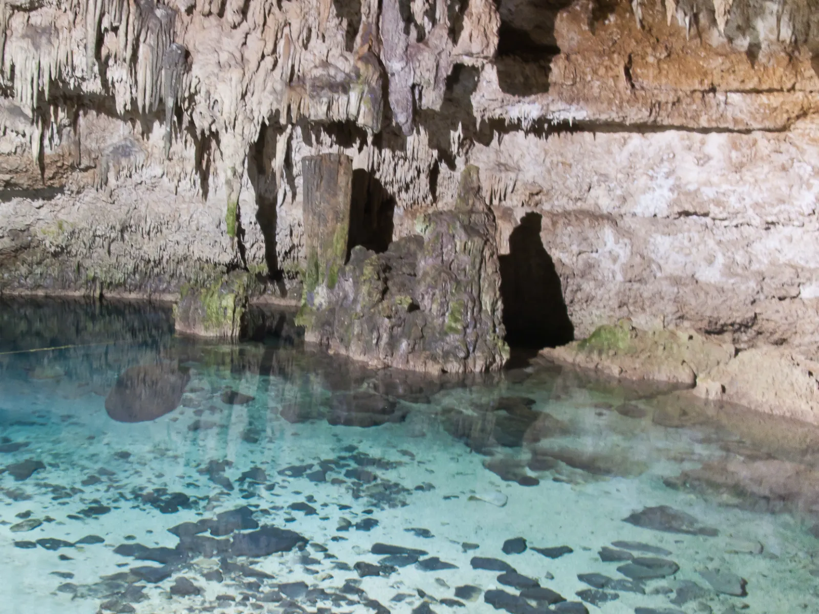 Turquoise water inside a cenote near Cobá, Quintana Roo