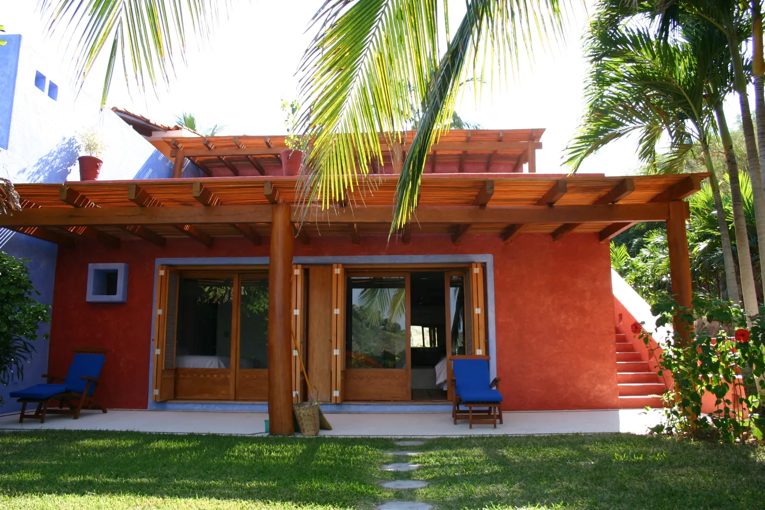 Colourful villas on the hillside at Careyes on the Costalegre, Jalisco