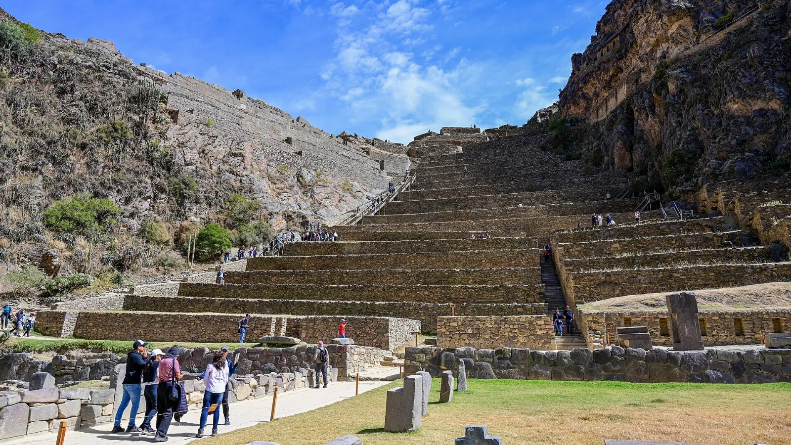 Stone terraces climbing toward the Temple Hill at Ollantaytambo, Cusco and Machu Picchu, Peru