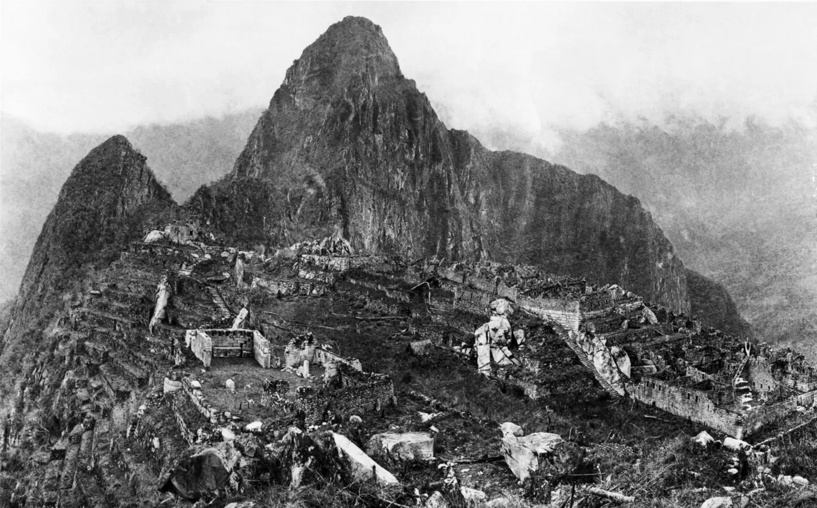 Carved granite stone of the Intihuatana at Machu Picchu, Cusco and Machu Picchu, Peru