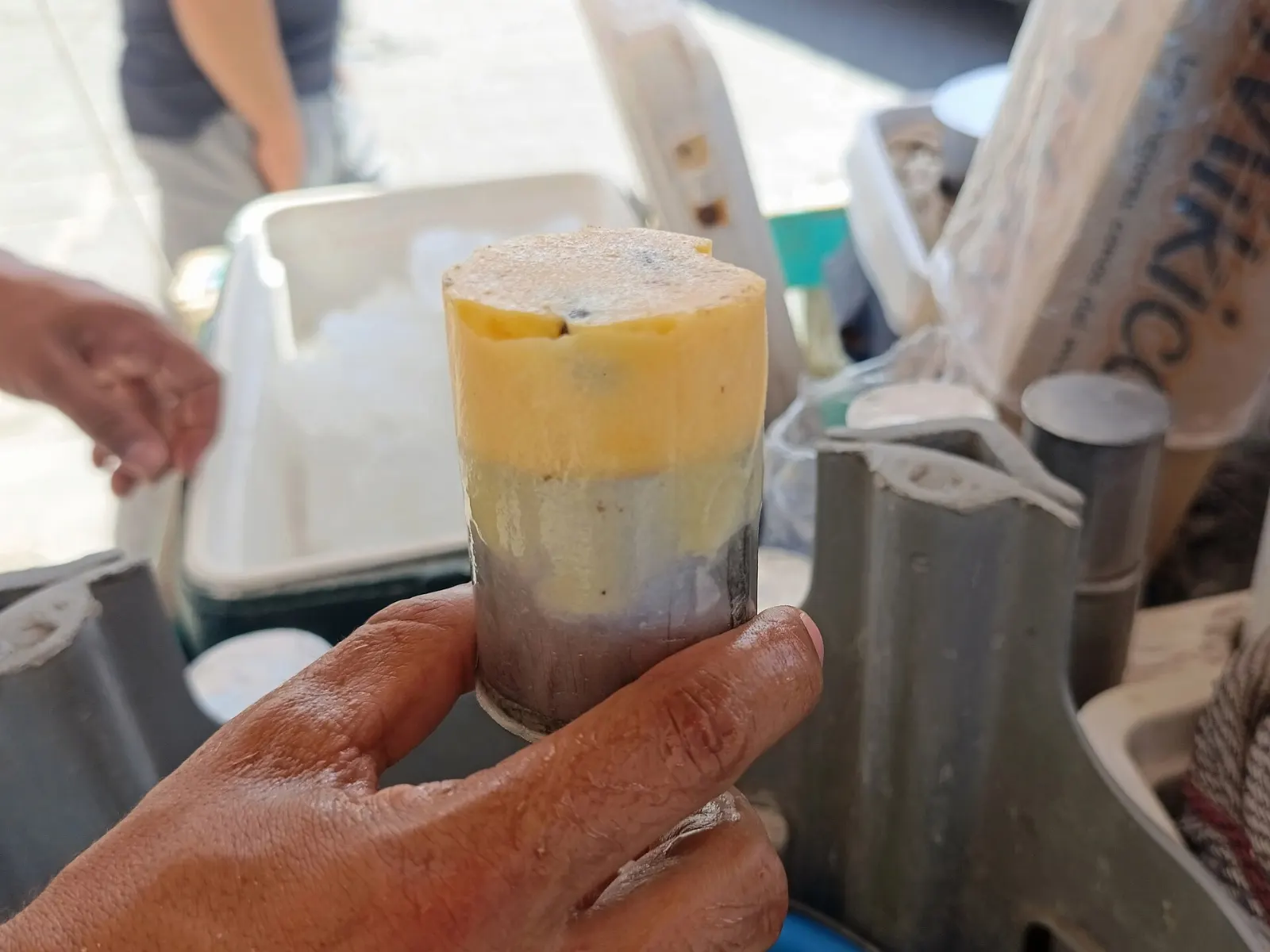 Scoops of colorful ice cream in the tubs of an ice cream stand, Dolores Hidalgo, Guanajuato