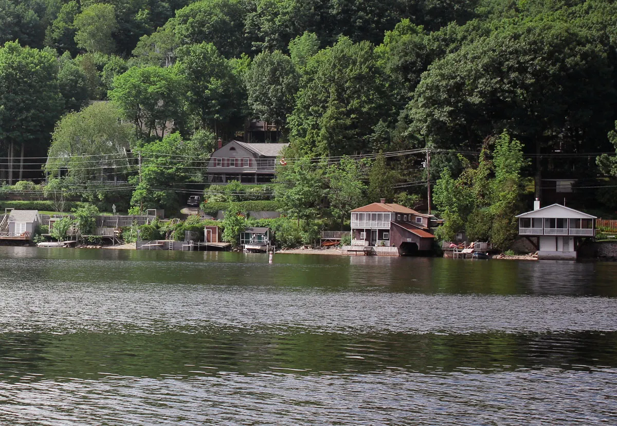Lakeside houses at North Hatley on Lake Massawippi, Eastern Townships, Quebec