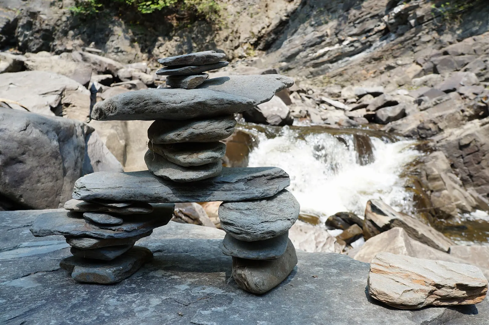 Walkway above the Coaticook Gorge and its river, Eastern Townships, Quebec