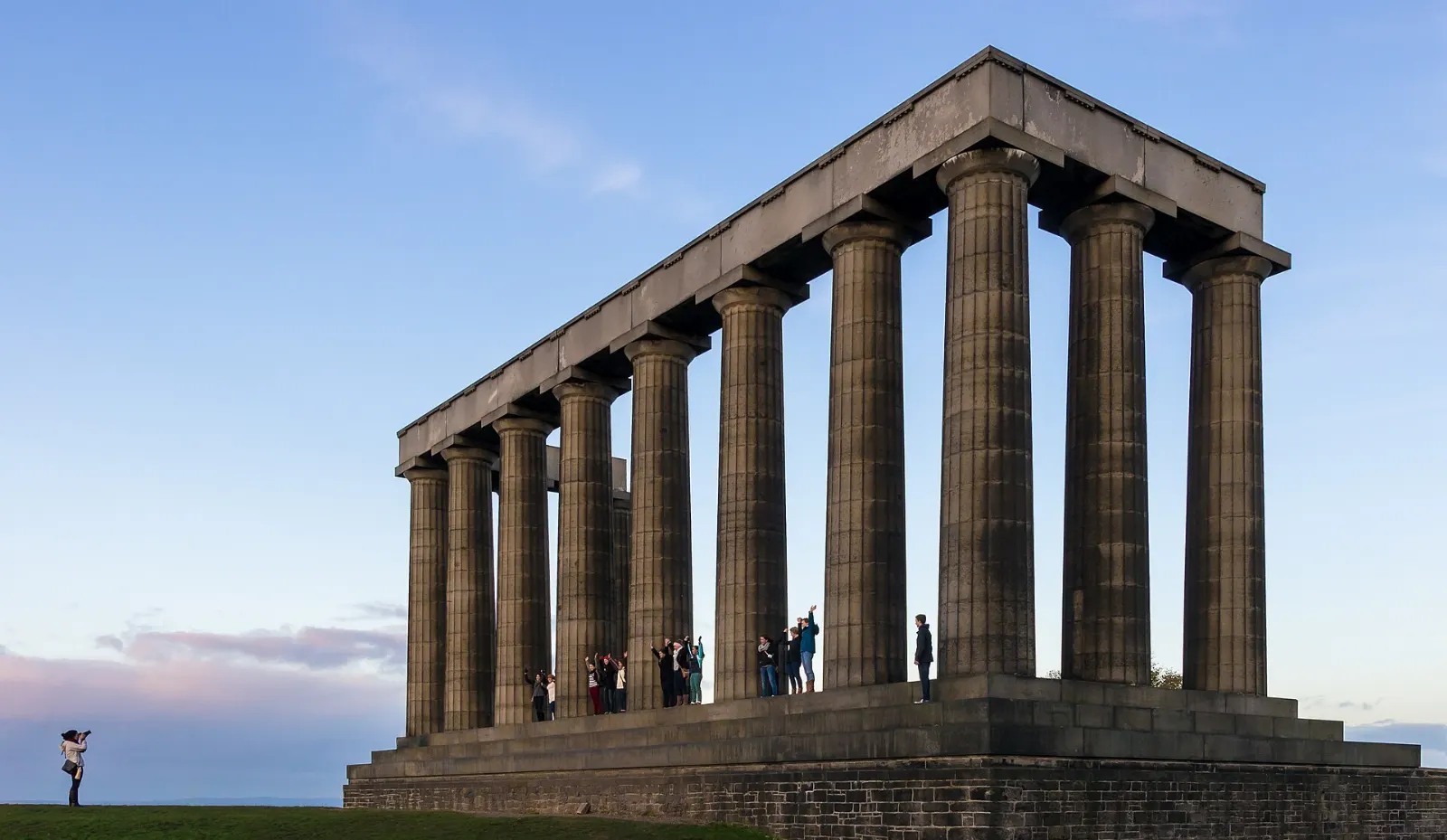 Unfinished columns of the National Monument on Calton Hill, Edinburgh, Scotland