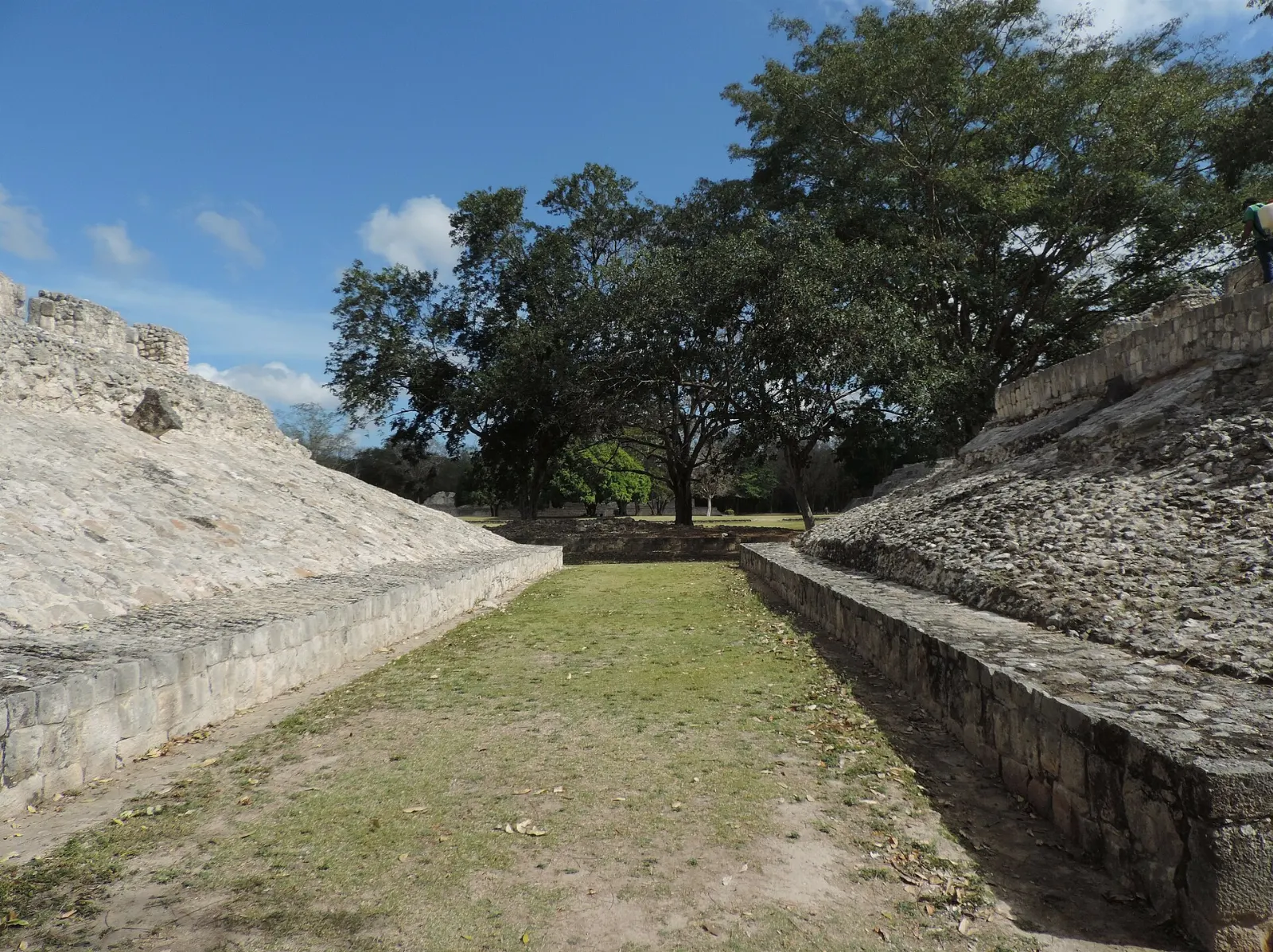 The partly restored ballcourt at Edzná, Campeche
