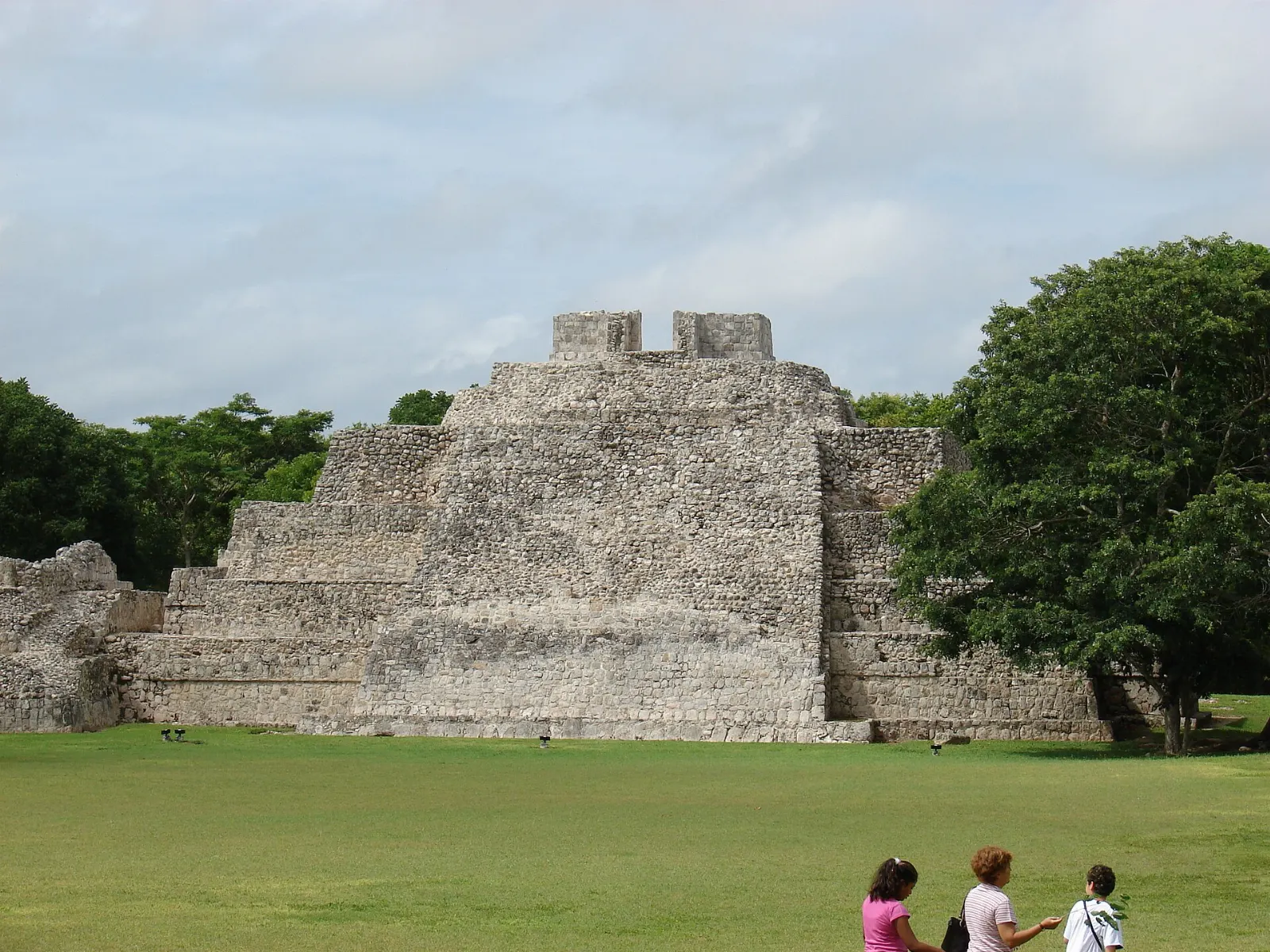 A low platform with temples known as the Little Acropolis at Edzná, Campeche