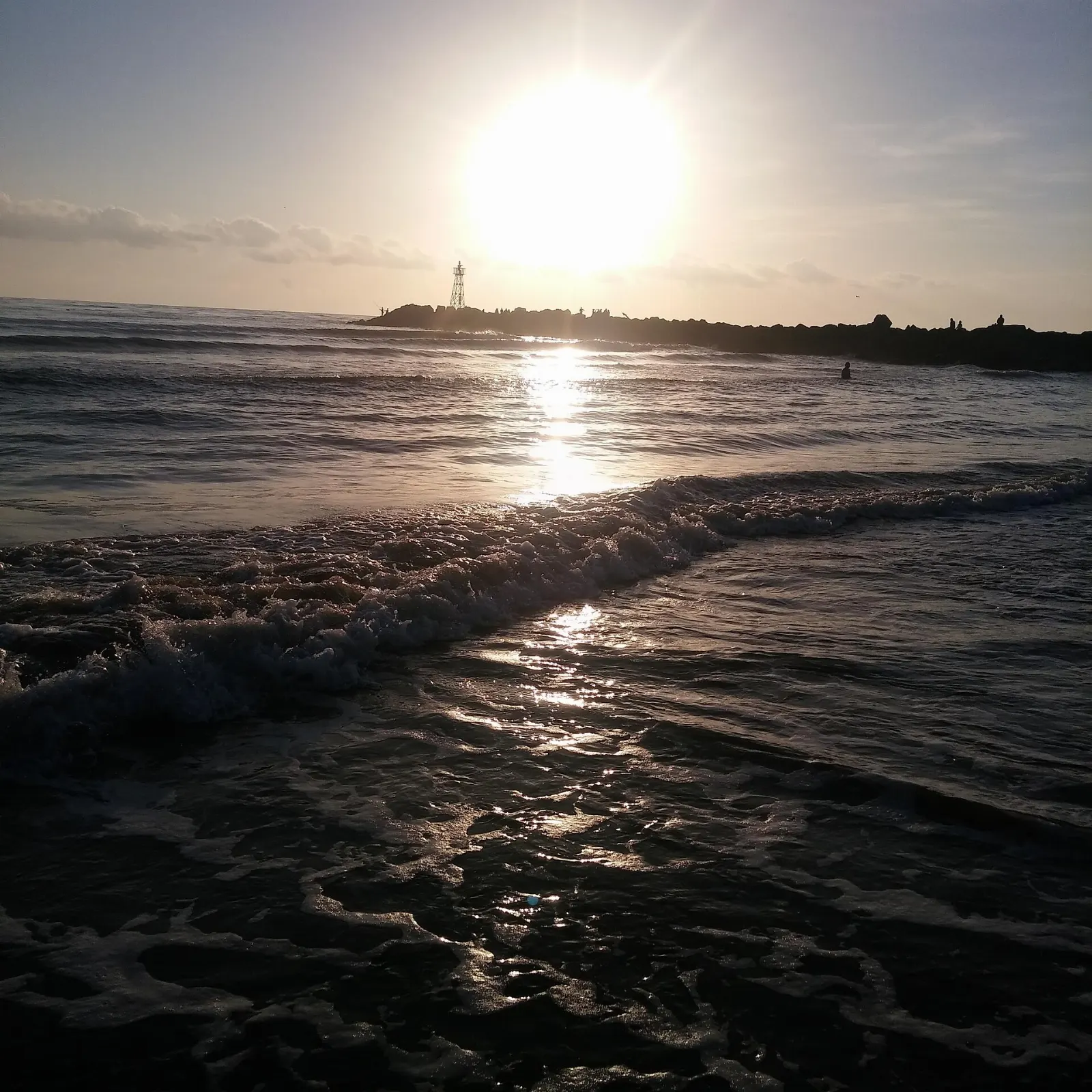 Wide sandy beach at Tecolutla on the Gulf of Mexico, El Tajín, Veracruz