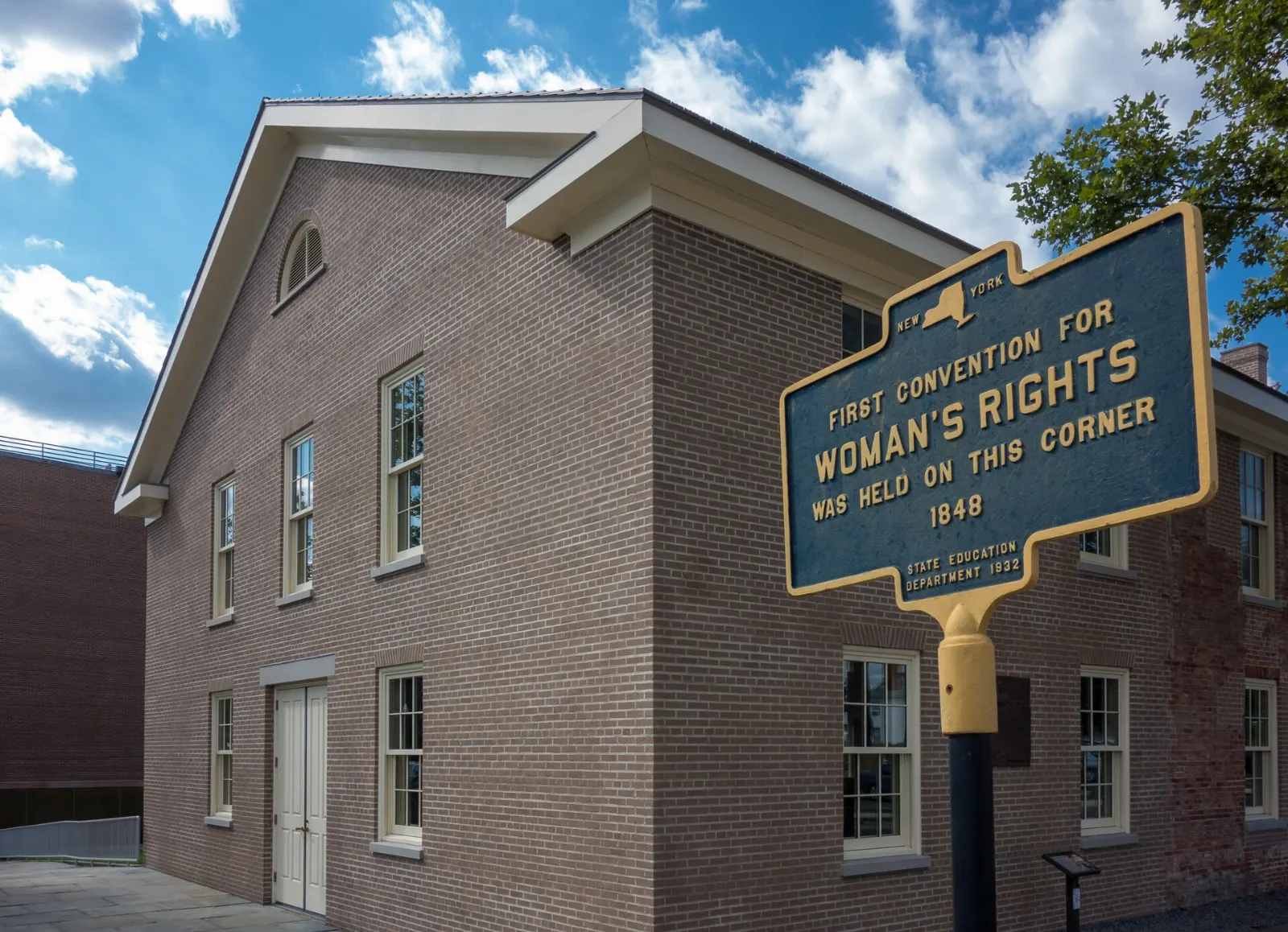 The brick Wesleyan Chapel in Seneca Falls, site of the first women's rights convention, Finger Lakes, New York
