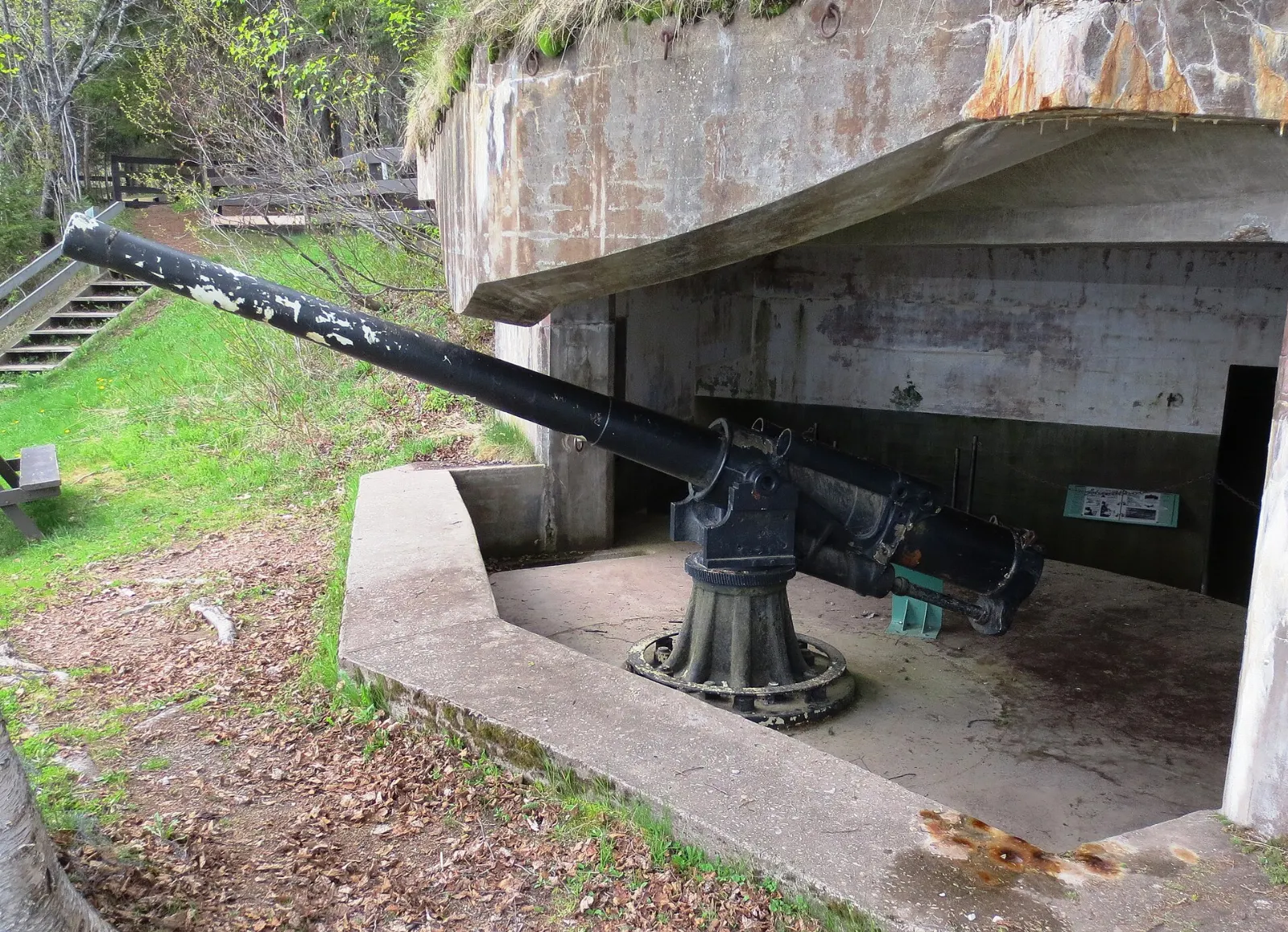 Wartime coastal battery of Fort Peninsula overlooking Gaspé Bay, Forillon National Park, Quebec